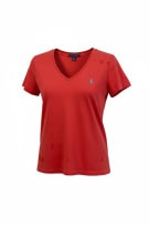 Ralph Lauren T-Shirt con scollo a V con logo rosso DONNA M