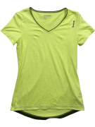 Reebok T-shirt sportiva con scollo a V con logo verde neon da donna M