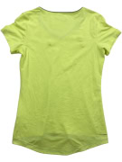 Reebok T-shirt sportiva con scollo a V con logo verde neon da donna M