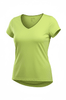 Reebok T-shirt sportiva con scollo a V con logo verde neon da donna M
