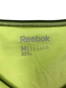 Reebok T-shirt sportiva con scollo a V con logo verde neon da donna M