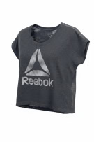 Reebok T-Shirt Big Logo Γκρι Γυναικείο S