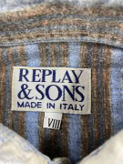 REPLAY & SONS CAMICIA VINTAGE A RIGHE E QUADRI BLU DA UOMO L