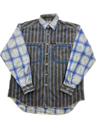 REPLAY & SONS CAMICIA VINTAGE A RIGHE E QUADRI BLU DA UOMO L