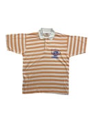 RIFLE Polo a righe vintage con logo ricamato arancione bianco da uomo M