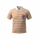RIFLE Polo a righe vintage con logo ricamato arancione bianco da uomo M