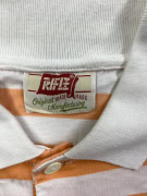 RIFLE Polo a righe vintage con logo ricamato arancione bianco da uomo M