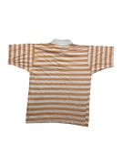 RIFLE Polo a righe vintage con logo ricamato arancione bianco da uomo M