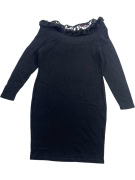 ROCCOBAROCCO Abito mini elegante con colletto in pelliccia nero da donna (XL)