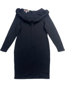 ROCCOBAROCCO Abito mini elegante con colletto in pelliccia nero da donna (XL)