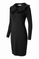 ROCCOBAROCCO Abito mini elegante con colletto in pelliccia nero da donna (XL)