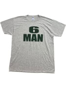 RUSSELL ATHLETIC TSHIRT VINTAGE 6 MAN GRAPHIC GREY UNISEX L pre-owned