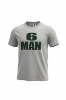 RUSSELL ATHLETIC TSHIRT VINTAGE 6 MAN GRAPHIC GREY UNISEX L pre-owned