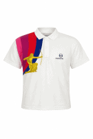 SERGIO TACCHINI POLO SHIRT GRAPHIC WHITE UNISEX PRE OWNED S