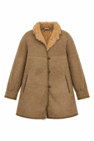 SHEARLING ΜΑΚΡΥ ΠΑΛΤΟ ΚΑΣΤΟΡΙΝΟ ΜΠΕΖ ΓΥΝΑΙΚΕΙΟ PRE OWNED XL