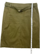 STEFANEL MIDI PENCIL SKIRT CASUAL WITH BELT OLIVE GREEN WOMEN'S S
