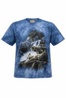 1999 THE MOUNTAIN GRAPHIC TEE WOLF PRINTED BLUE UNISEX PRE OWNED M