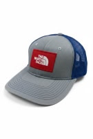 THE NORTH FACE TRUCKER HAT LOGO PATCH GREY BLUE UNISEX ONE SIZE