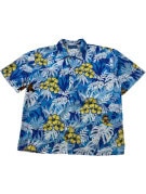 THE PARLOHA HAWAIIAN SHIRT TROPICAL BLUE MEN PRE OWNED L