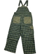 THINK PINK Salopette vintage a quadri verde / blu da uomo L