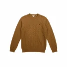 Timberland Πλεκτό Πουλόβερ Cable Knit Lambswool Blend Logo Καφέ Ανδρικό M