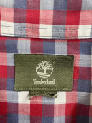TIMBERLAND Camicia casual a quadri con logo ricamato rosso/blu da uomo M