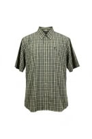 TIMBERLAND SHORT SLEEVE CHECKED SHIRT LOGO GREEN/GREY MENS XL