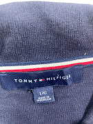 TOMMY HILFIGER Ανδρικό Polo Μπλουζάκι Vintage Φερμουάρ Λογότυπο Μπλε Κόκκινο Ριγέ ΓYNAIKEIO L