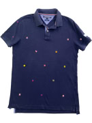 Tommy Hilfiger Ανδρικό Polo Slim Fit Navy με Pattern Σημαιών Size S