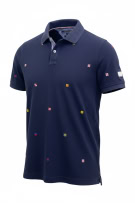 Tommy Hilfiger Ανδρικό Polo Slim Fit Navy με Pattern Σημαιών Size S
