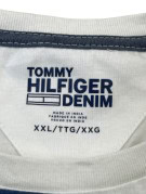 TOMMY HILFIGER DENIM T SHIRT SPELL OUT NAVY BIANCO UOMO PRE OWNED XXL
