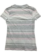 TOMMY HILFIGER Women’s Striped Polo Shirt Vintage Logo Grey Pink White Women’s S