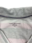TOMMY HILFIGER Women’s Striped Polo Shirt Vintage Logo Grey Pink White Women’s S