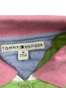 TOMMY HILFIGER Women’s Polo Shirt Vintage Logo Green Pink Collar Women’s M