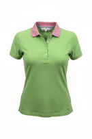 TOMMY HILFIGER Women’s Polo Shirt Vintage Logo Green Pink Collar Women’s M