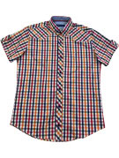 TOMMY HILFIGER SHORT SLEEVE SHIRT CHECKED MULTICOLOR MENS PRE OWNED L