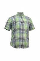 TOMMY HILFIGER SHORT SLEEVE SHIRT CLASSIC CHECK GREEN BLUE MENS PRE OWNED M