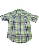 TOMMY HILFIGER SHORT SLEEVE SHIRT CLASSIC CHECK GREEN BLUE MENS PRE OWNED M