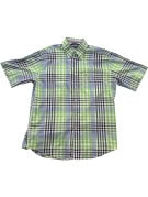 TOMMY HILFIGER SHORT SLEEVE SHIRT CLASSIC CHECK GREEN BLUE MENS PRE OWNED M