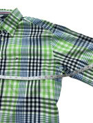 TOMMY HILFIGER SHORT SLEEVE SHIRT CLASSIC CHECK GREEN BLUE MENS PRE OWNED M