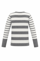 TOMMY HILFIGER LONG SLEEVE TOP STRIPED GREY WHITE WOMEN PRE OWNED M