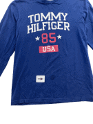 TOMMY HILFIGER LONG SLEEVE GRAPHIC BLUE MEN PRE OWNED XS