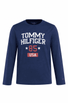 TOMMY HILFIGER LONG SLEEVE GRAPHIC BLUE MEN PRE OWNED XS