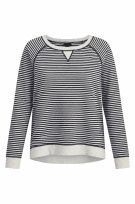 TOMMY HILFIGER ΜΠΛΟΥΖΑ ΜΕ ΡΙΓΕΣ ΚΑΙ ΚΕΝΤΡΙΚΗ ΛΕΠΤΟΜΕΡΕΙΑ ΣΕ OFF WHITE ΚΑΙ ΝΑΥΤΙΚΟ ΜΠΛΕ  ΓΥΝΑΙΚΕΙΟ PRE OWNED  S
