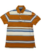 TOMMY HILFIGER ΜΠΛΟΥΖΑ POLO ΡΙΓΕ VINTAGE STYLE ΛΟΓΟΤΥΠΟ ΠΟΡΤΟΚΑΛΙ/ΜΠΛΕ ΑΝΔΡΙΚΟ XS