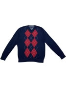 TOMMY HILFIGER ΠΛΕΚΤΗ ΜΠΛΟΥΖΑ V-NECK ARGYLE PATTERN ΜΠΛΕ/ΚΟΚΚΙΝΟ ΑΝΔΡΙΚΟ M