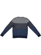 TOMMY HILFIGER Πλεκτό Πουλόβερ Color-Block Ριγέ Μπλε/Γκρι Ανδρικό Size M