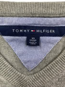 TOMMY HILFIGER Maglione in maglia con scollo a V Logo grigio da uomo