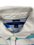 Tommy Hilfiger Polo Μπλούζα Ριγέ Classic Fit Logo Λευκό Μπλε Τιρκουάζ Γυναικεία L