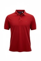 TOMMY HILFIGER POLO SHIRT CLASSIC LOGO RED MEN'S L